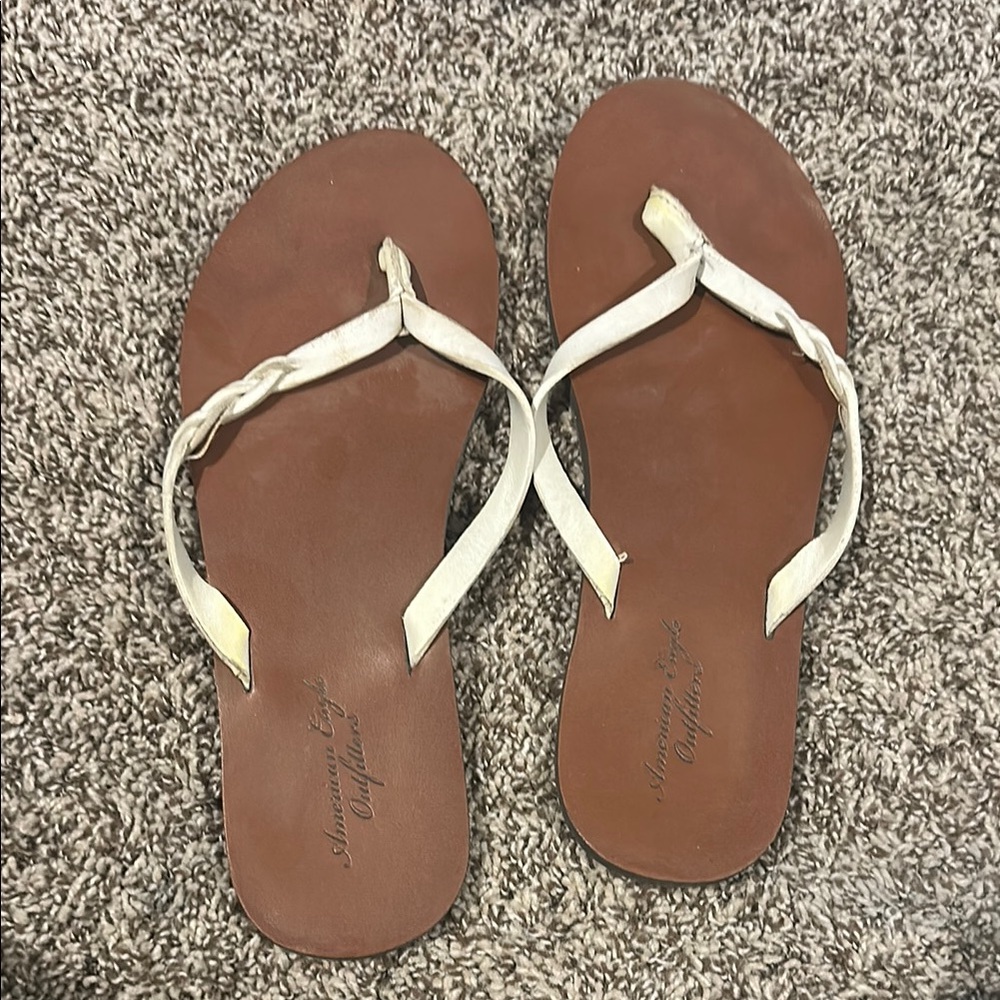American Eagle Outfitters White and Brown Sandals